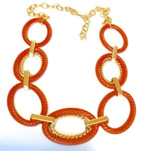 Burnt Orange & Gold Fashion Necklace